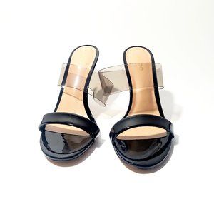 Aldo Heel Black Fulmer Clear Strap Heel Sandal